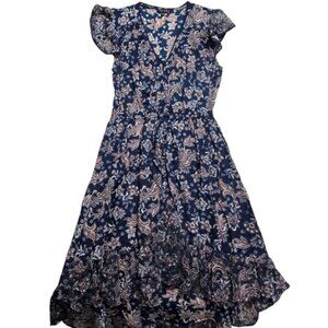 EN/KAY Boho Paisley High-Low Midi Dress Medium